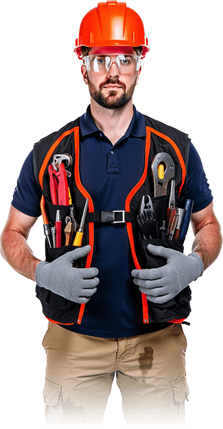 Técnico de Kivra reparando cocina a gas con equipo de seguridad profesional